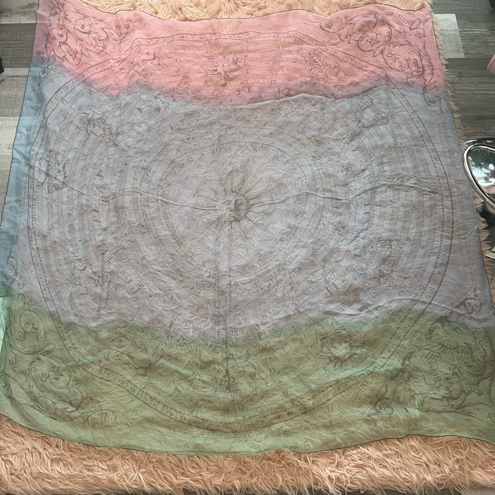 Hermes astrologie sunrise silk muslin scarf